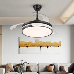 Lustra cu ventilator, ESC-410YY BK, design modern, Negru