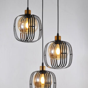 Pendul RFAN, Model 4189-3, Cu Abajur, 3 X E27, Inaltime Reglabila, Negru