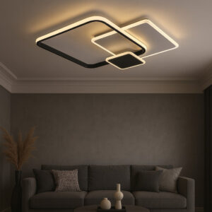 Lustra LED, cu Telecomanda, 3 Tipuri de Lumina, Intensitate Reglabila, 65W, Alb/Negru