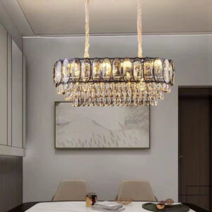 Candelabru RFAN, Model H98048-300x800, Textura Cristal, Metal, 8 X E27, Auriu/Negru