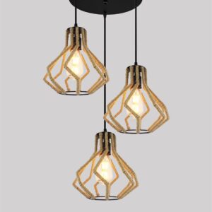 Pendul Rustic RFAN, Model 5687-3, 3 X E27, Inaltime Reglabila, Negru