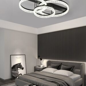 Lustra LED, cu Telecomanda, 3 Tipuri de Lumina, Intensitate Reglabila, 240W, Negru