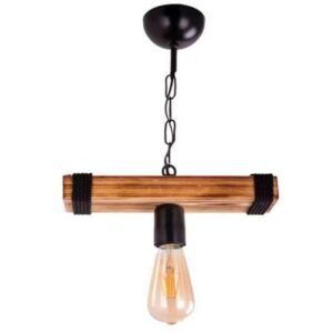 Pendul Rustic RFAN, Model 5718-1, 1 x E27, Inaltime Reglabila, Negru