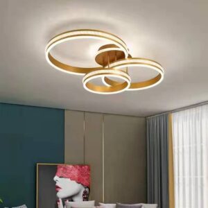 Lustra LED, cu Telecomanda, 3 Tipuri de Lumina, Intensitate Reglabila, 296W, Auriu