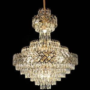 Candelabru RFAN, Model QS824/800x1100, Textura Cristal, Metal, 21 x E27, Auriu