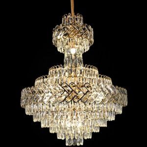 Candelabru RFAN, Model QS824/600x860, Textura Cristal, Metal, 15 X E27, Auriu
