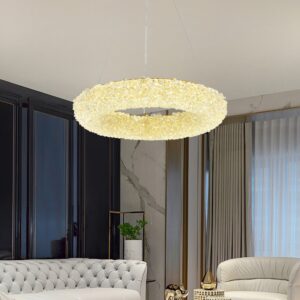 Candelabru LED RFAN, Model 5558/600, Textura Cristal, Metal, 88W, Auriu