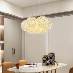 Pendul RFAN, Model 5558-7, Cu 7 Abajururi, 7 x G9, Inaltime Reglabila, Auriu