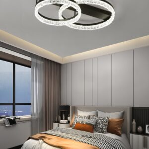 Lustra LED, cu Telecomanda, 3 Tipuri de Lumina, Intensitate Reglabila, 120W, Negru