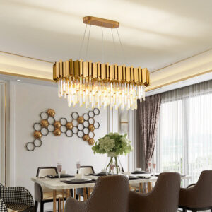 Candelabru RFAN, Model WL339/800*300, Textura Cristal, Metal, 8 x E27, Auriu