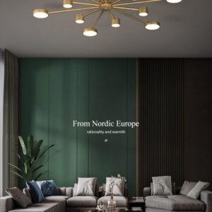 Lustra LED, cu Telecomanda, 3 Tipuri de Lumina, Intensitate Reglabila, 88W, Auriu