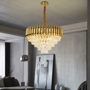 Candelabru RFAN, Model S9001/600, Textura Cristal, Metal, 10 X E27, Auriu