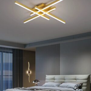 Lustra LED, Cu Telecomanda, 3 Tipuri De Lumina, Intensitate Reglabila, 66W, Auriu