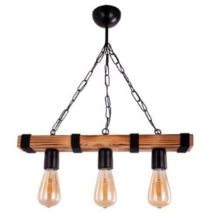 Pendul Rustic RFAN, Model 5718-3, 3 x E27, Inaltime Reglabila, Negru