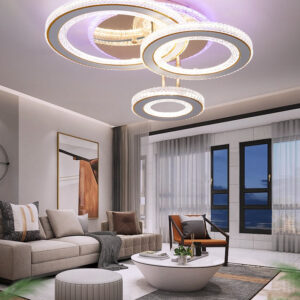 Lustra LED, Cu Telecomanda, 3 Tipuri De Lumina Plus Lumina RGB, Intensitate Reglabila, 174W, Auriu