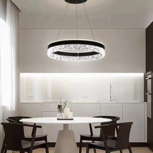 Lustra LED Tip Pendul RFAN, Model 1437BK, Cu Telecomanda, 3 Tipuri De Lumina, Inaltime Reglabila, 146W, Negru