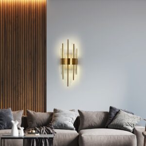 Aplica Textura Cristal, Metal, 2 X E14, Auriu