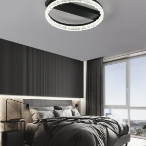 Lustra LED, cu Telecomanda, 3 Tipuri de Lumina, Intensitate Reglabila, 80W, Negru