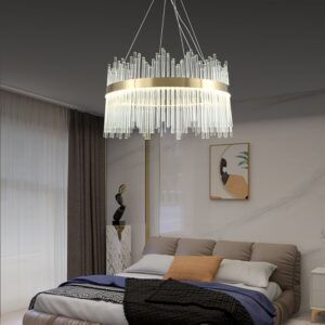 Candelabru LED RFAN, Model 8817/400, Textura Cristal, Metal, 64W, Auriu