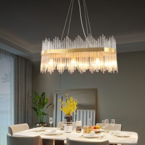 Candelabru LED RFAN, Model 8817/800*300, Textura Cristal, Metal, 120W, Auriu