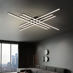 Lustra LED, Cu Telecomanda, 3 Tipuri De Lumina, Intensitate Reglabila, 146W, Negru