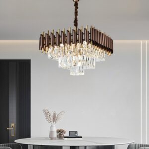 Candelabru RFAN, Model S9001/500x500, Textura Cristal, Metal, 8 X E27, Maro/Auriu