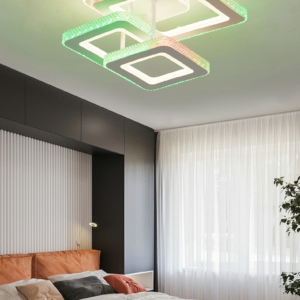 Lustra LED, Cu Telecomanda, 3 Tipuri De Lumina Plus Lumina RGB, Intensitate Reglabila, 88W, Alb