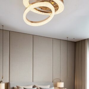 Lustra LED, Cu Telecomanda, 3 Tipuri De Lumina, Intensitate Reglabila, 96W, Auriu