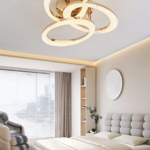 Lustra LED, Cu Telecomanda, 3 Tipuri De Lumina, Intensitate Reglabila, 144W, Auriu