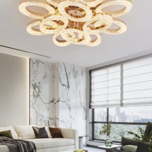 Lustra LED, Cu Telecomanda, 3 Tipuri De Lumina, Intensitate Reglabila, 192W, Auriu