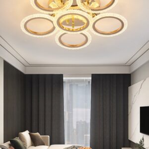 Lustra LED, Cu Telecomanda, 3 Tipuri De Lumina, Intensitate Reglabila, 96W, Auriu