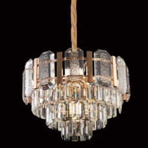 Candelabru RFAN, Model H98031-500, Textura Cristal, Metal, 8 x E27, Auriu