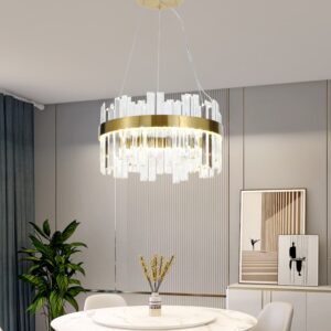 Candelabru LED RFAN, Model H98347/600, Textura Cristal, Metal, 100W, Auriu