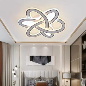 Lustra LED, Cu Telecomanda, 3 Tipuri De Lumina, Intensitate Reglabila, 63W, Alb/Negru