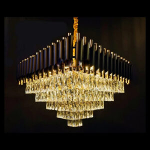 Candelabru RFAN, Model S9001/600x600, Textura Cristal, Metal, 10 X E27,