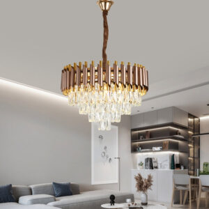 Candelabru RFAN, Model S9001/500, Textura Cristal, Metal, 8 x E27, Maro/Auriu