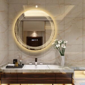 Oglinda LED si Touch, cu Functie Dezaburire si Ceas, 3 Tipuri De Lumina, 70 cm, J175 Smack