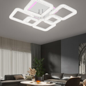Lustra LED, Cu Telecomanda, 3 Tipuri De Lumina Plus Lumina RGB, Intensitate Reglabila, 109W, Alb