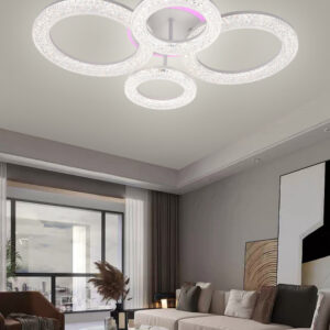Lustra LED, Cu Telecomanda, 3 Tipuri De Lumina Plus Lumina RGB, Intensitate Reglabila, 65W, Alb