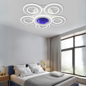 Lustra LED, cu Telecomanda, 3 Tipuri de Lumina plus Lumina RGB, Intensitate Reglabila, 130W, Alb