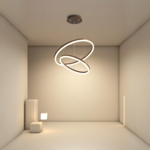 Lustra LED Tip Pendul RFAN, Model F313/2, cu Telecomanda, 3 Tipuri de Lumina, Inaltime Reglabila, 120W, Maro