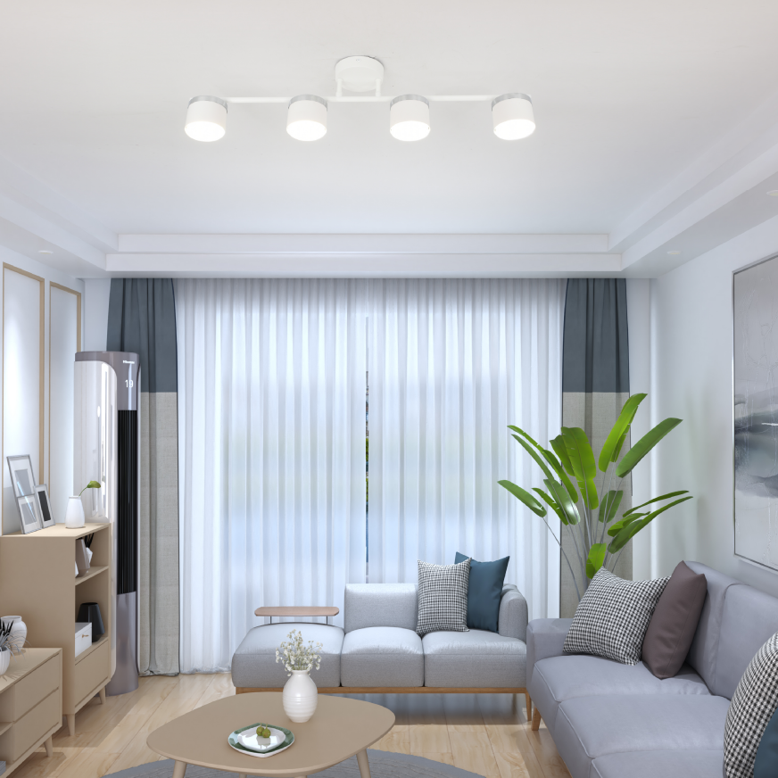 Lustra 4 X Bec LED, GX53, 3 Tipuri De Lumina, 48W, Alb