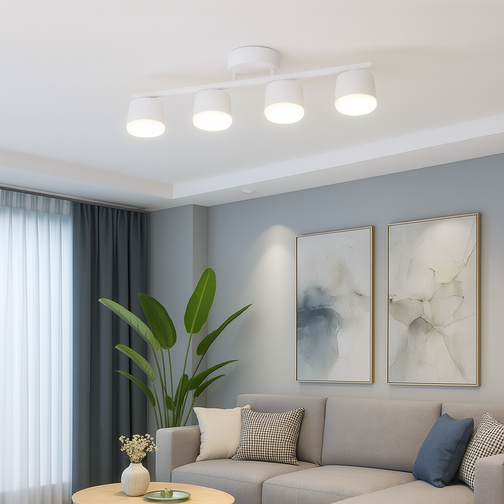 Lustra 4 X Bec LED, GX53, 3 Tipuri De Lumina, 48W, Alb - imagine 2