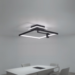 Lustra LED, Cu Telecomanda, 3 Tipuri De Lumina, Intensitate Reglabila, 55W, Negru