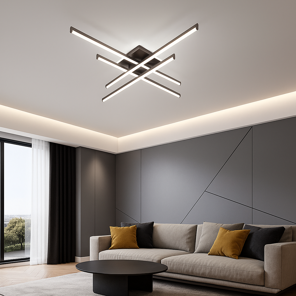 Lustra LED, cu Telecomanda, 3 Tipuri de Lumina, Intensitate Reglabila, 69W, Maro