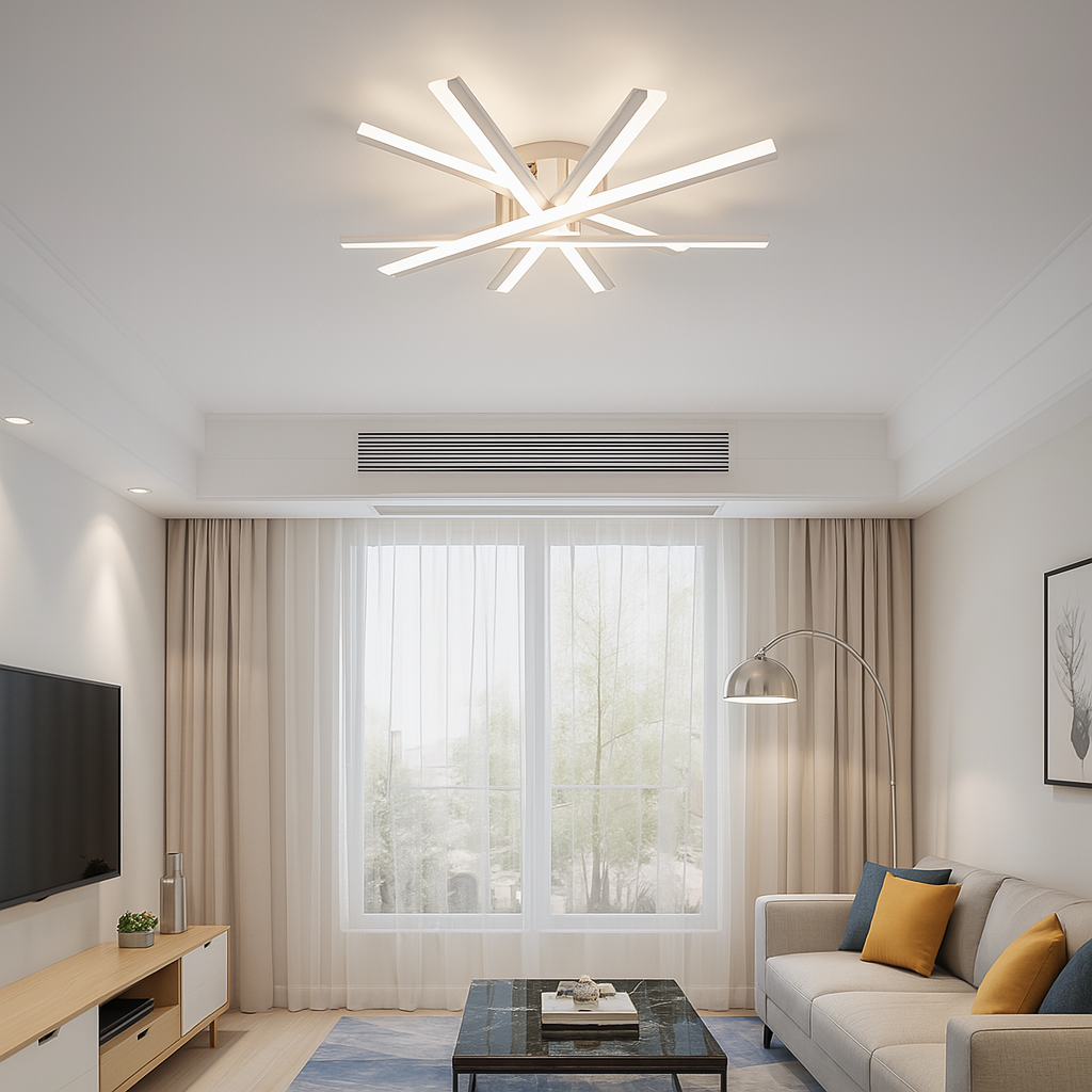 Lustra LED, cu Telecomanda, 3 Tipuri de Lumina, Intensitate Reglabila, 95W, Alb