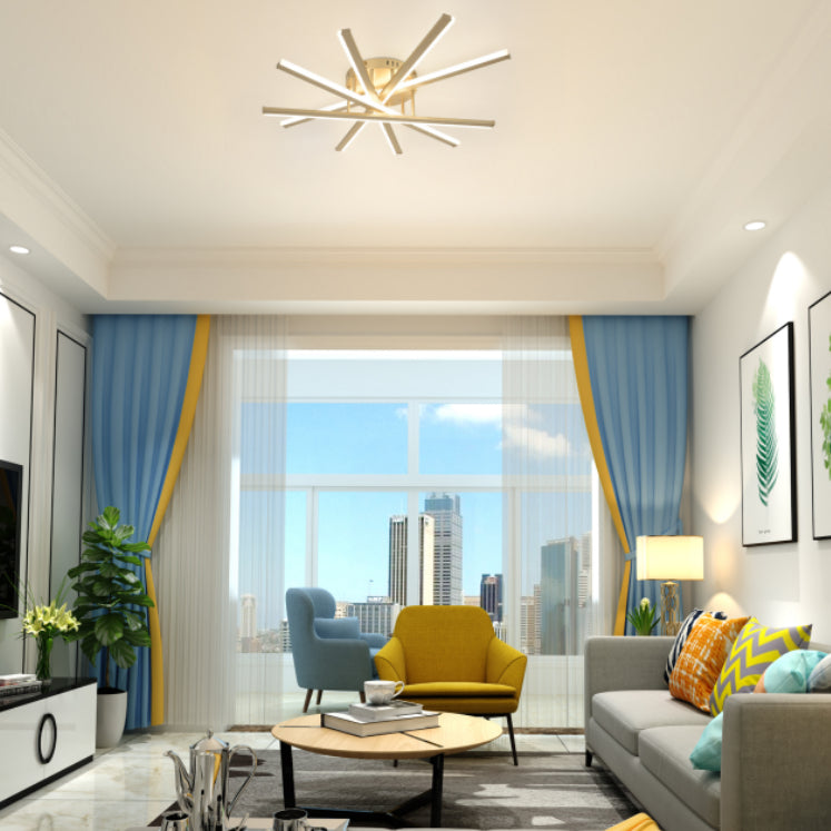 Lustra LED, cu Telecomanda, 3 Tipuri de Lumina, Intensitate Reglabila, 95W, Auriu - imagine 2