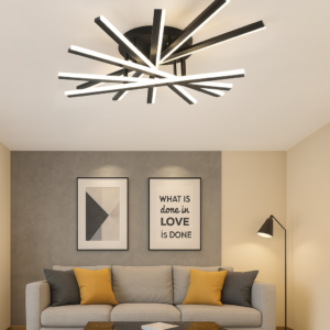 Lustra LED, cu Telecomanda, 3 Tipuri de Lumina, Intensitate Reglabila, 125W, Negru