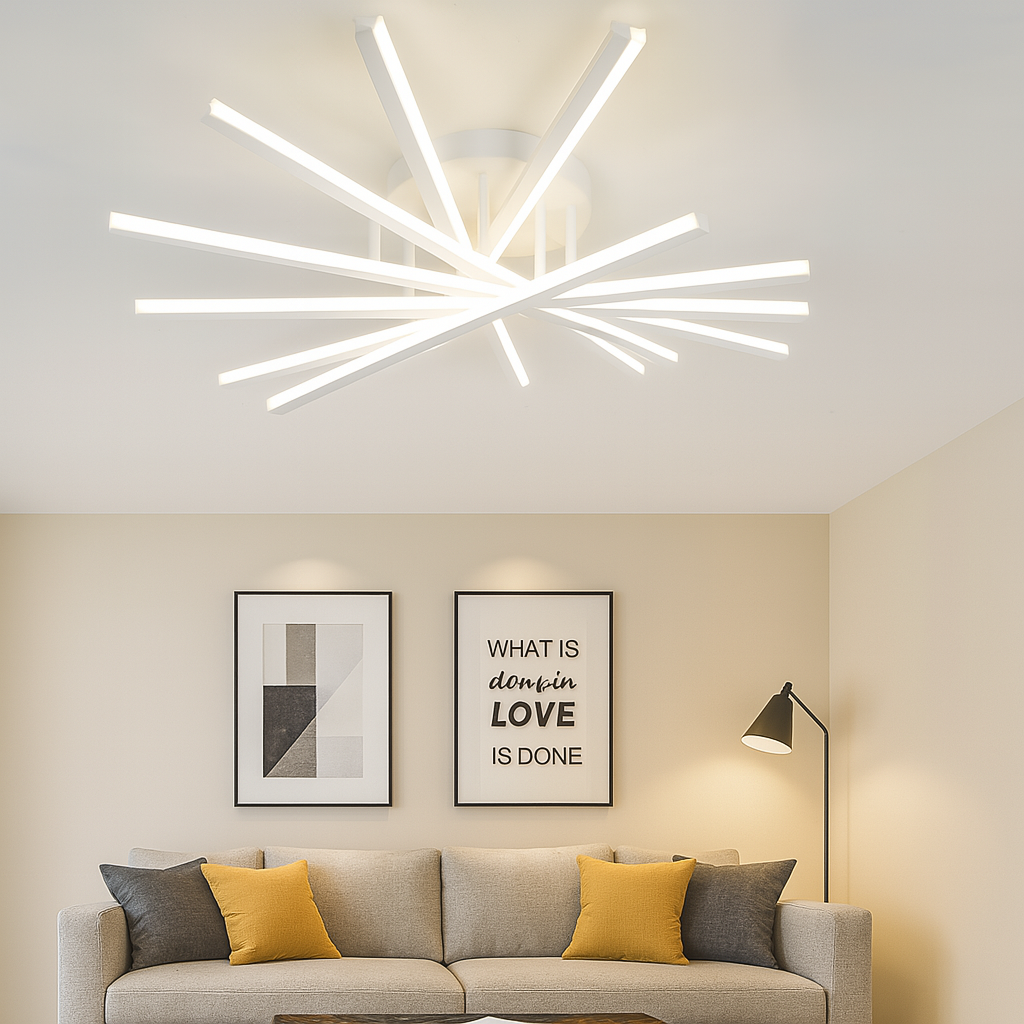 Lustra LED, cu Telecomanda, 3 Tipuri de Lumina, Intensitate Reglabila, 125W, Alb