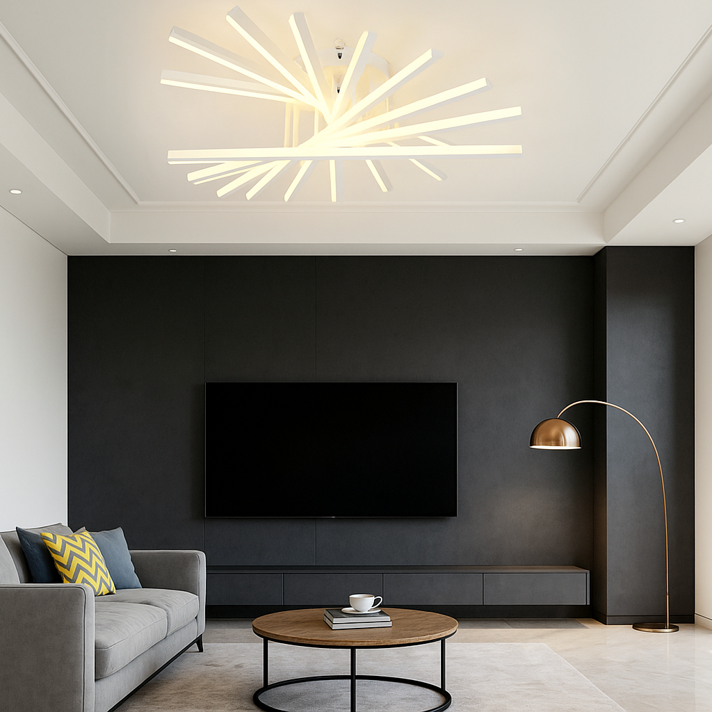 Lustra LED, cu Telecomanda, 3 Tipuri de Lumina, Intensitate Reglabila, 164W, Alb